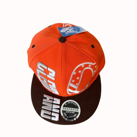 Cleveland Browns Snapback Hat Embroidered Logo Cap Big C Orange Brown New Tags - Picture 3 of 16